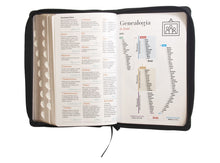 Cargar imagen en el visor de la galería, RVR60 BIBLIA NEGRA SIMIL PIEL ÍNDICE Y CIERRE  12 PTS
