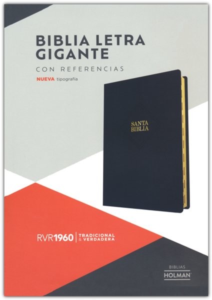 BIBLIA REINA VALERA 1960 NEGRA PIEL FABRICADA LETRA GRANDE CON ÍNDICE