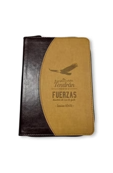 NUEVAS FUERZAS- LIBRETA DE LUJO IMITACIÓN PIEL CON CIERRE- MARRÓN DUO TONO