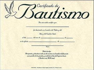 CERTIFICADOS PARA BAUTISMO A UN COLOR 6 UNIDADES