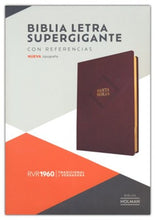 Cargar imagen en el visor de la galería, BIBLIA REINA VALERA 1960 MARRÓN PIEL FABRICADA LETRA SUPERGIGANTE
