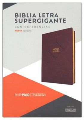 BIBLIA REINA VALERA 1960 MARRÓN PIEL FABRICADA LETRA SUPERGIGANTE