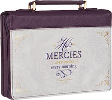 Cargar imagen en el visor de la galería, BIBLE COVER PURPLE- HIS MERCIES ARE NEW EVERY MORNING LAMENTATIONS 3: 22-23
