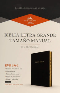 BIBLIA REINA VALERA 1960 TAMAÑO MANUAL LETRA GRANDE- PIEL FABRICADA NEGRO CON ÍNDICE