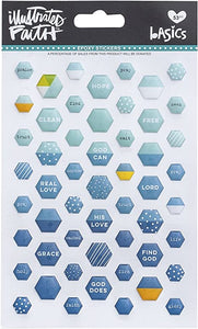 BIBLE JOURNALING EXPOXY STICKERS MINI HEXIES MIX 53 PIECES