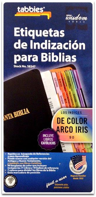 ETIQUETAS DE INDIZACIÓN PARA BIBLIAS EN ESPAÑOL -  DE COLOR ARCOIRIS INCLUYE LIBROS CATÓLICOS