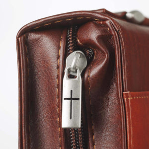 JOHN 3:16 TWO TONE BROWN FAUX LEATHER WITH CROSS COVER