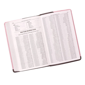 KJV BIBLE BROWN PINK FAUX LEATHER  DELUXE GIFT BIBLE RED LETTER EDITION RIBBON MARKER