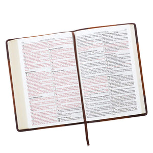 KJV BIBLE THINLINE LARGE PRINT TWO TONE BROWN FAUX LEATHER  X-RIBBON MARKER RED LETTER
