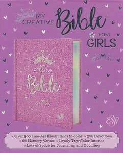 PURPLE GLITTER MY CREATIVE BIBLE FOR GIRLS ESV JOURNALING BIBLE  HARD COVER