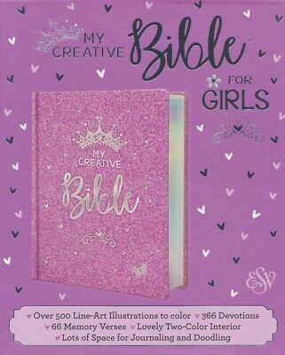 PURPLE GLITTER MY CREATIVE BIBLE FOR GIRLS ESV JOURNALING BIBLE  HARD COVER