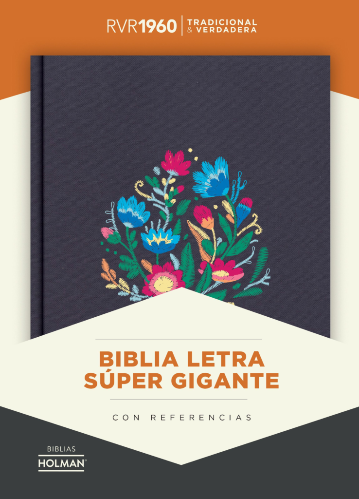 RVR60 BIBLIA LETRA SUPER GIGANTE BORDADO SOBRE TELA CON ÍNDICE TAPA DURA