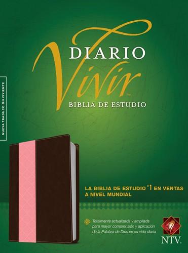 BIBLIA DIARIO VIVIR NTV DOS TONOS MARRÓN Y ROSA PIEL FABRICADA BIBLIA DE ESTUDIO EN SU CAJA VERDE